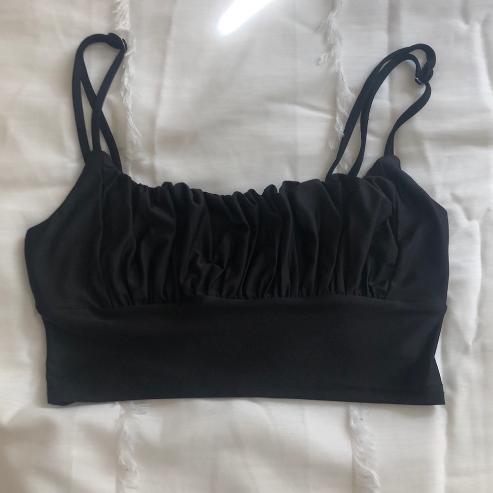 SHEIN ruffle top crop top